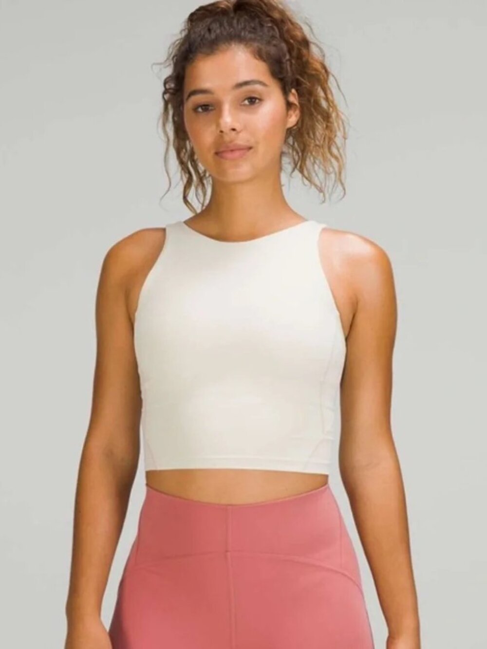 lululemon athletica Cream High-Neck Cropped Tank